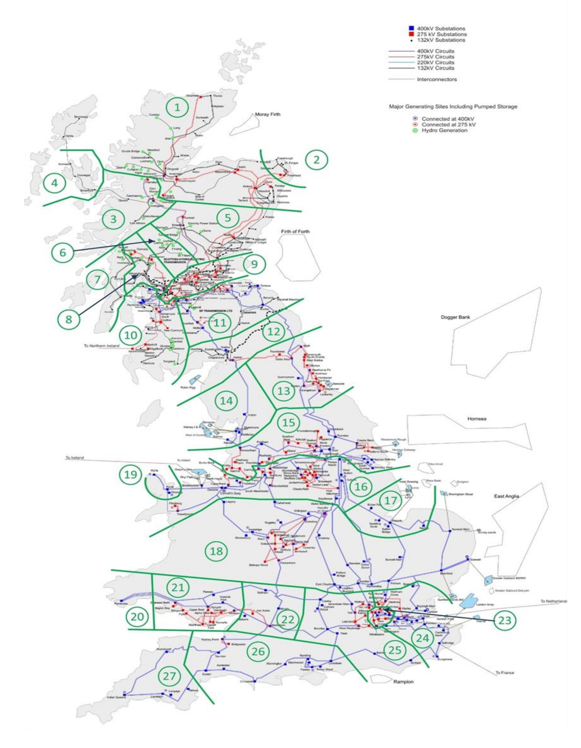 GB Generation Zones map. Generation zones used for TNUoS tariff calculations