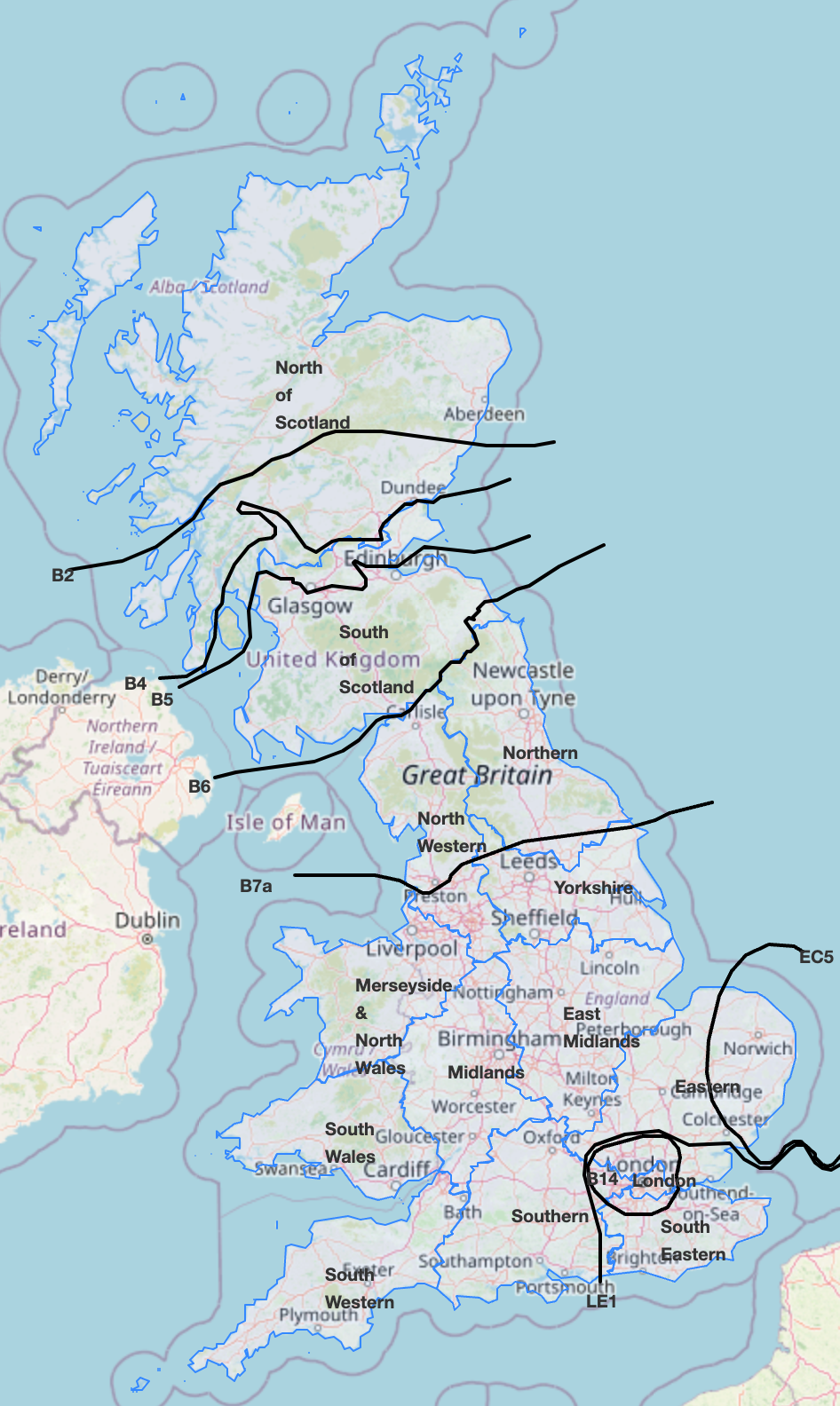 Map of GSP groups and boundaries